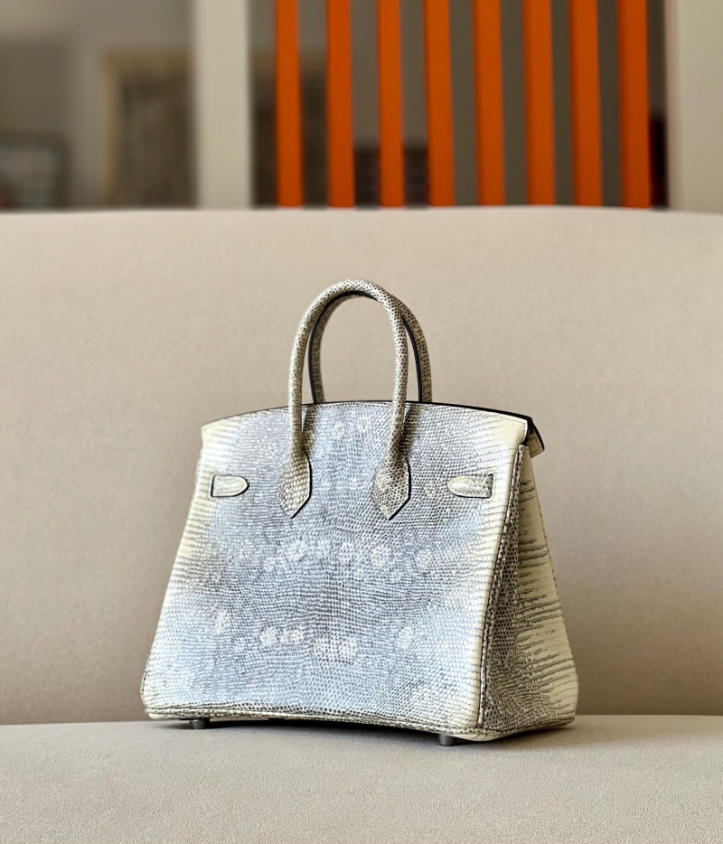 愛馬仕Hermes Birkin25 愛馬仕鉑金包 純手工定制版 蜥蜴皮 雪花原色