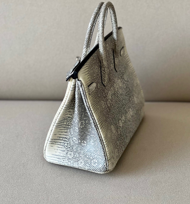 愛馬仕Hermes Birkin25 愛馬仕鉑金包 純手工定制版 蜥蜴皮 雪花原色
