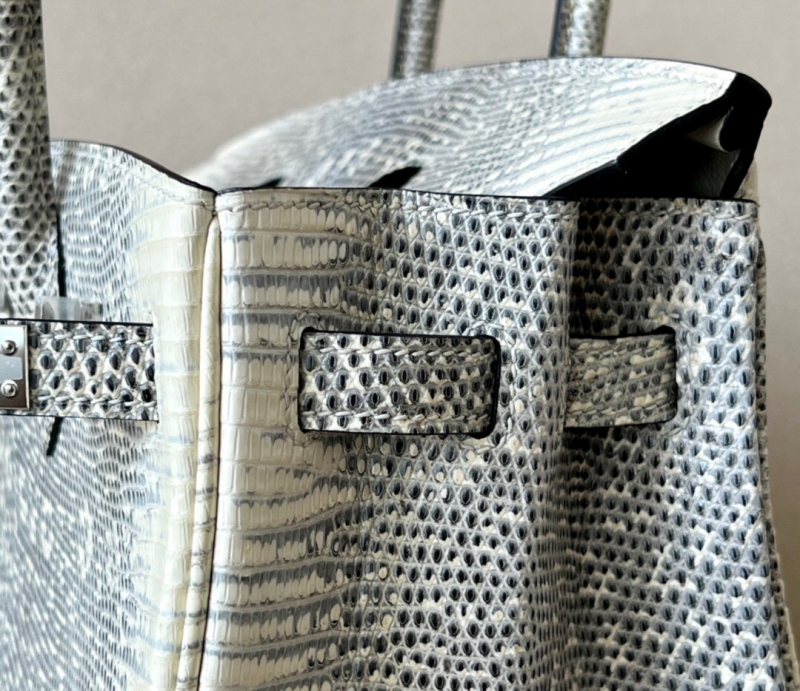 愛馬仕Hermes Birkin25 愛馬仕鉑金包 純手工定制版 蜥蜴皮 雪花原色