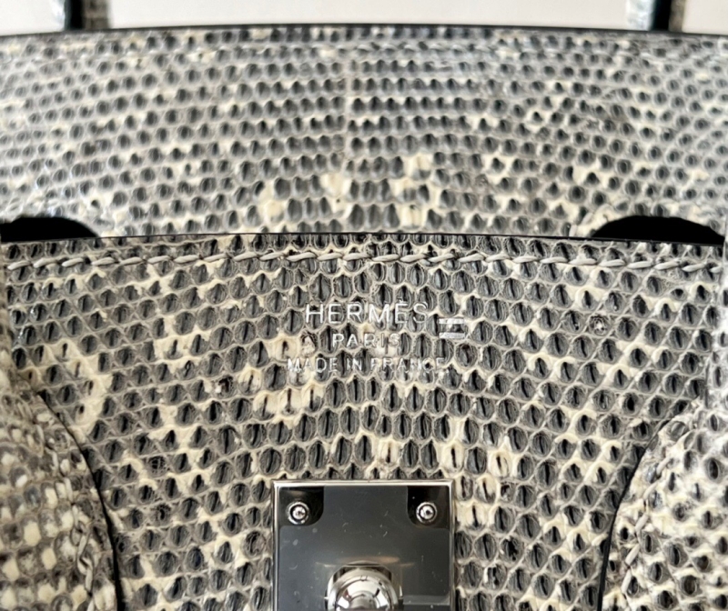 愛馬仕Hermes Birkin25 愛馬仕鉑金包 純手工定制版 蜥蜴皮 雪花原色