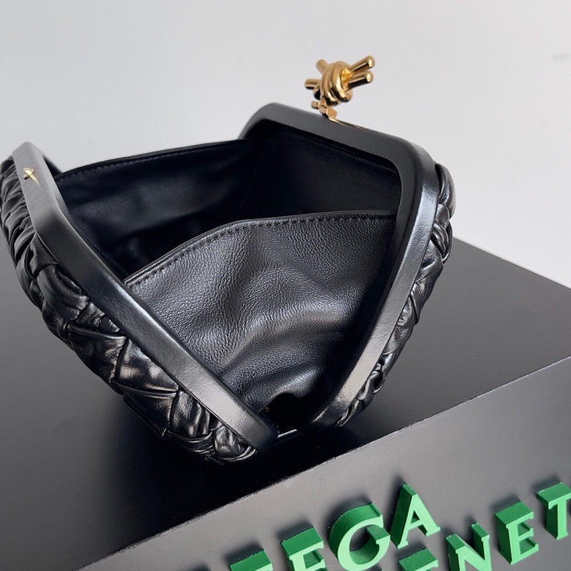 Bottega Veneta 寶緹嘉 Foulard Intreccio編織皮革晚裝包 黑色