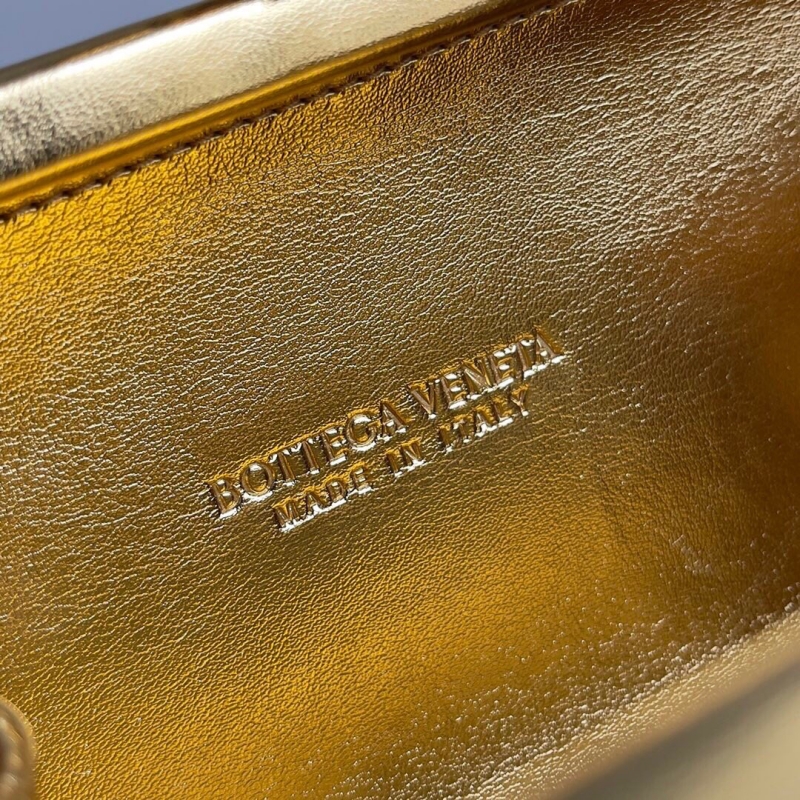 Bottega Veneta 寶緹嘉 Foulard Intreccio編織皮革晚裝包 BV晚宴包 金色