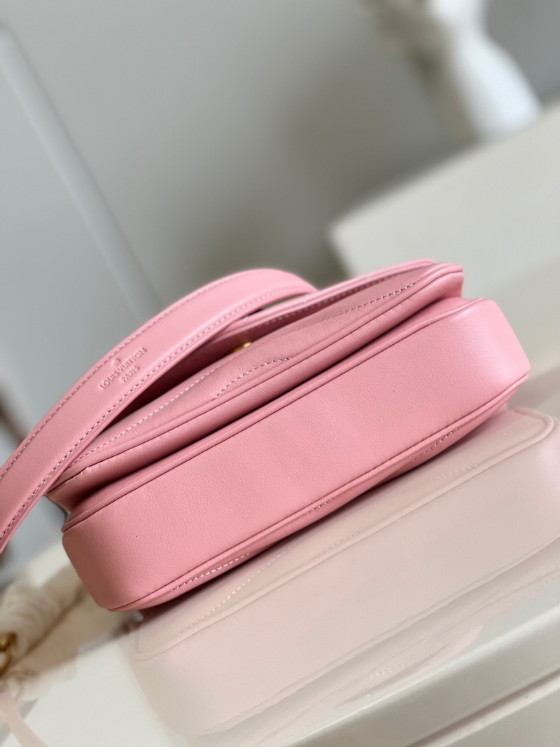 M20853 LV NEW WAVE 小號鏈條包 絎縫牛皮單肩斜挎包 粉色