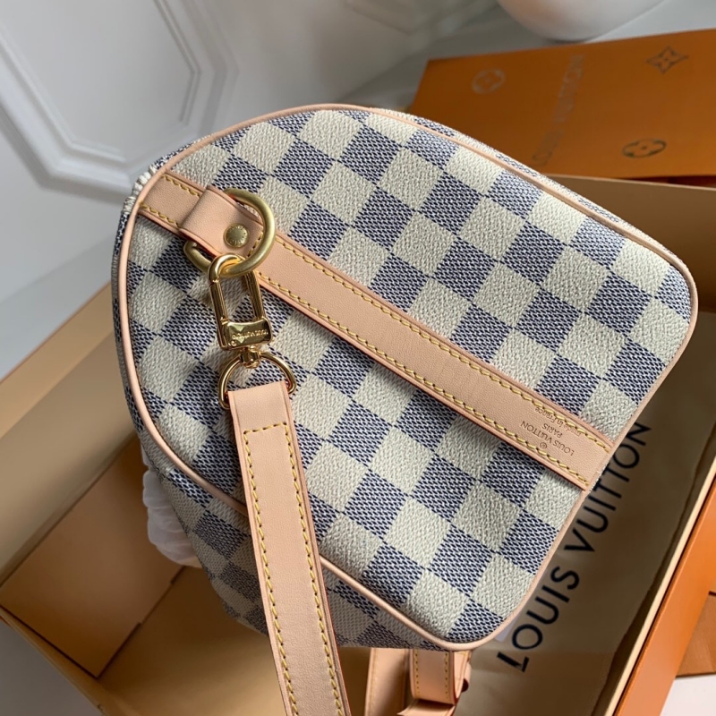N41374 LV Speedy 25 手袋(配肩帶)Damier Azur 涂層帆布枕頭包