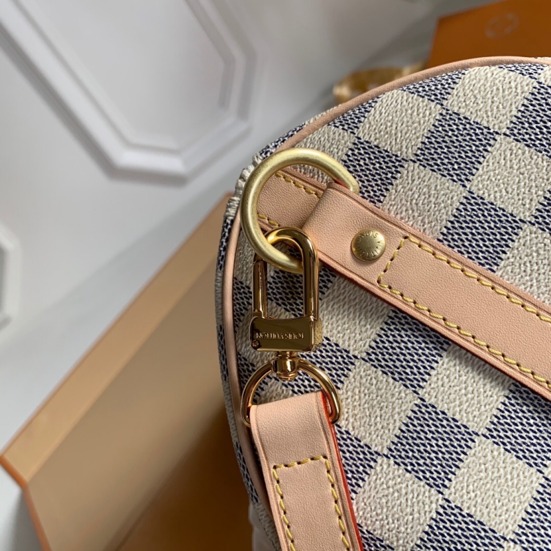 N41374 LV Speedy 25 手袋(配肩帶)Damier Azur 涂層帆布枕頭包