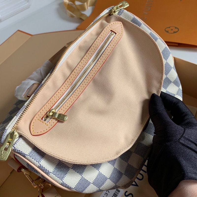 N41374 LV Speedy 25 手袋(配肩帶)Damier Azur 涂層帆布枕頭包