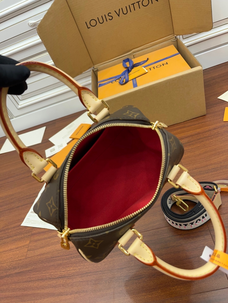 M46234 LV SPEEDY BANDOULIERE 20手袋 Monogram 涂層帆布枕頭包 黑色背帶