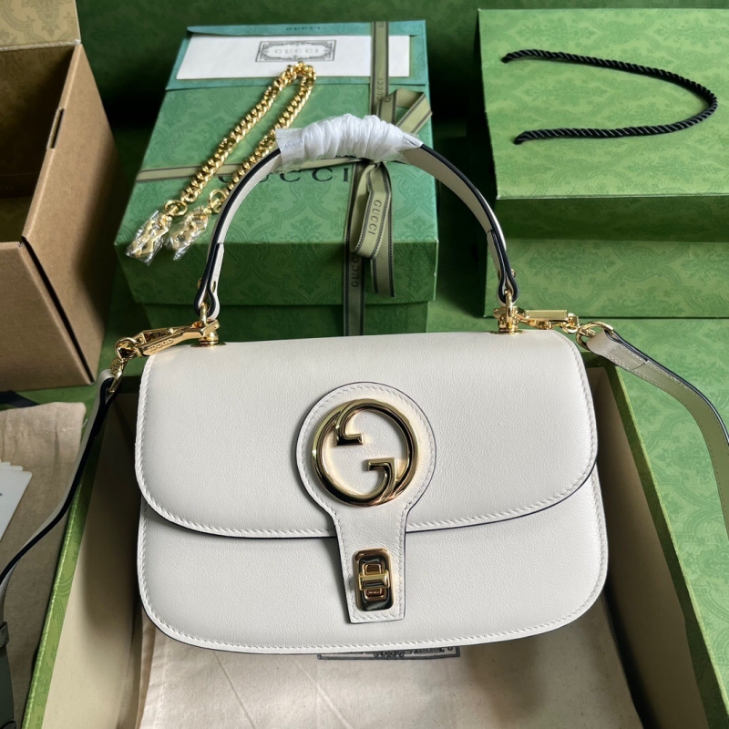 735101 Gucci Blondie系列手提包 圓形互扣式雙單間手提包 白色