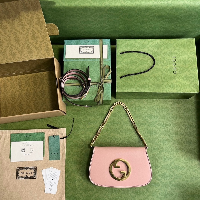 699268 Gucci Blondie系列肩背包 圓形互扣式雙G單肩包 淺粉色