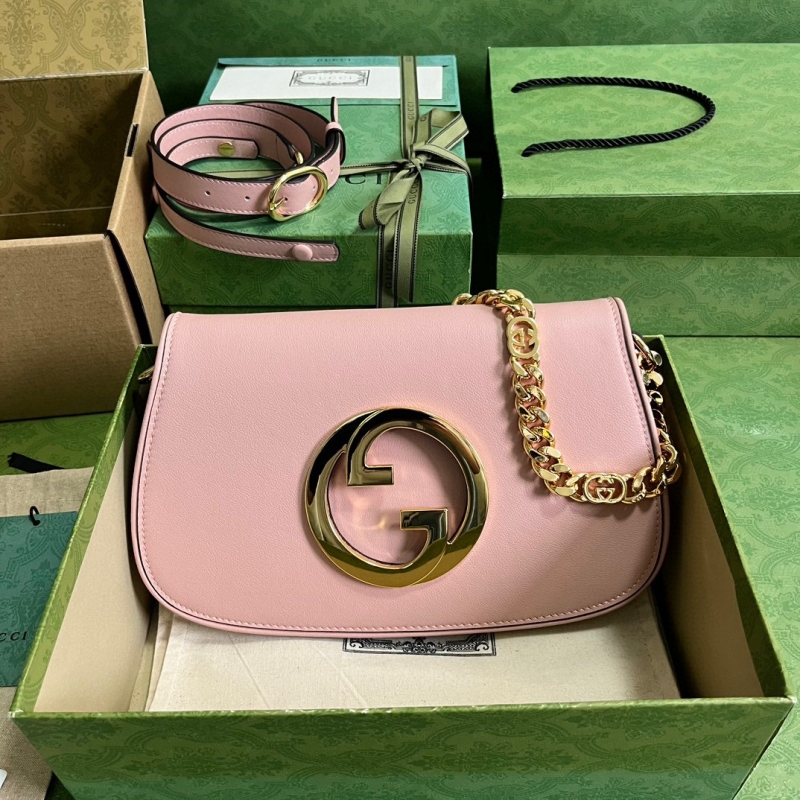 699268 Gucci Blondie系列肩背包 圓形互扣式雙G單肩包 淺粉色