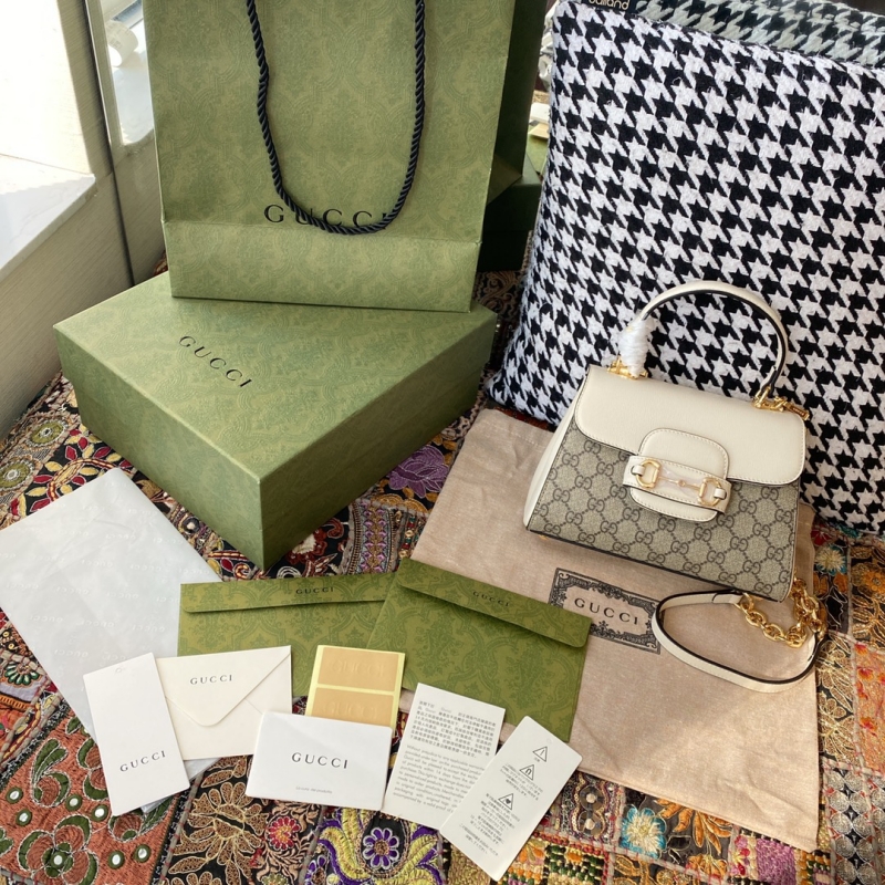 703848 Gucci Horsebit 1955系列迷你手袋 古馳女士單肩手提包 白色