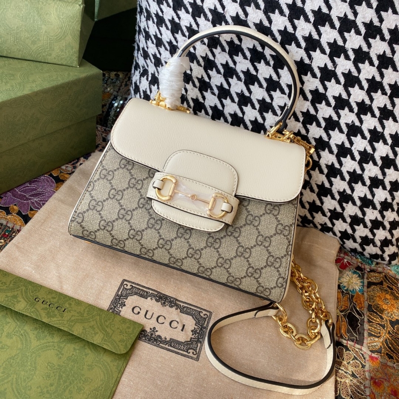 703848 Gucci Horsebit 1955系列迷你手袋 古馳女士單肩手提包 白色