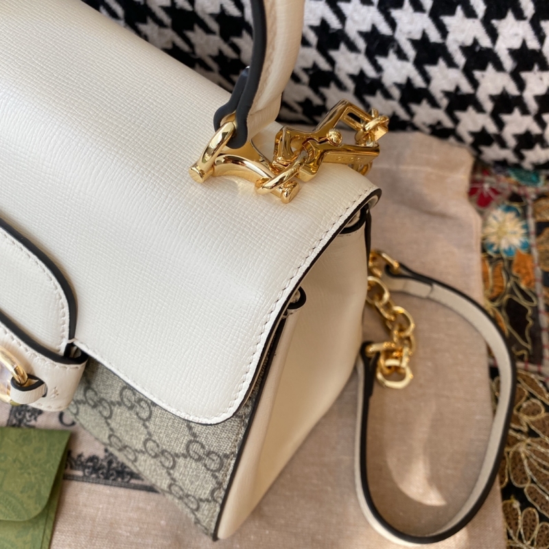 703848 Gucci Horsebit 1955系列迷你手袋 古馳女士單肩手提包 白色