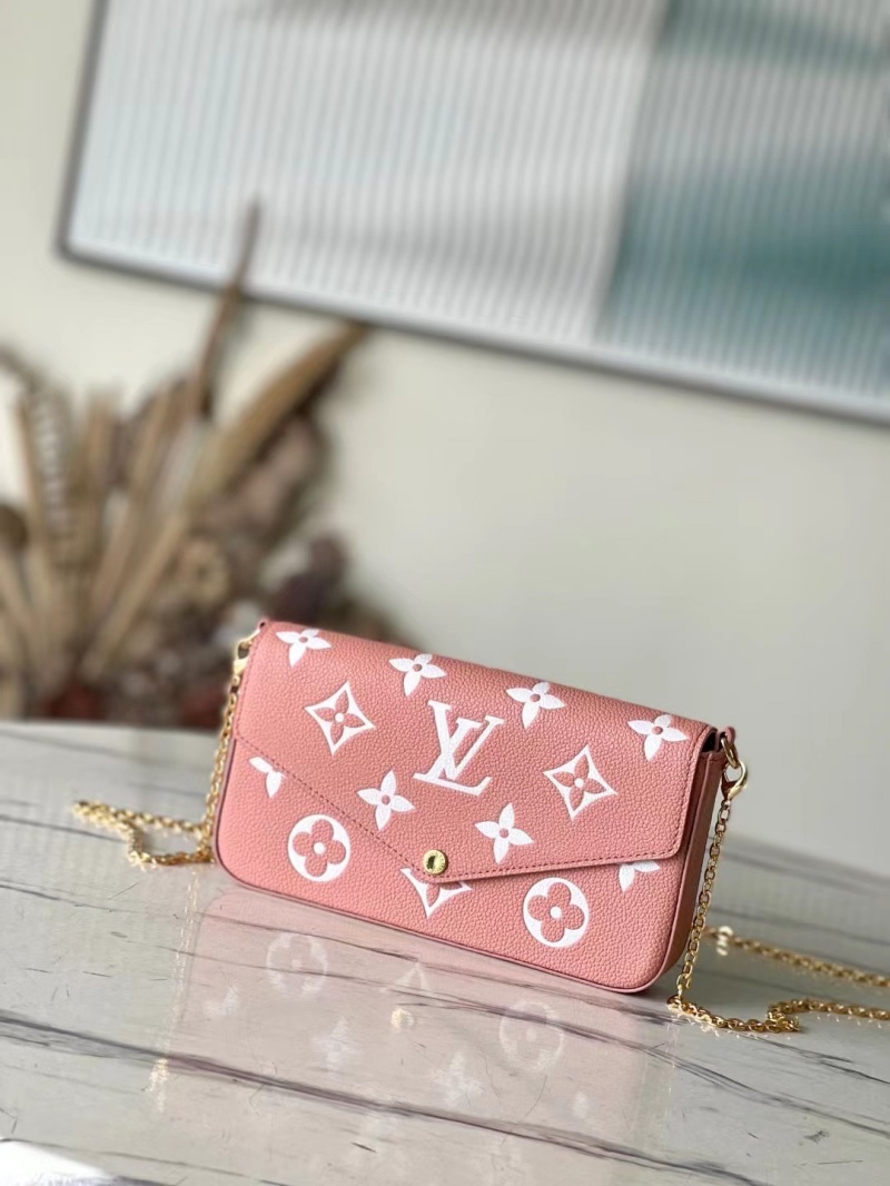 M81759 LV FELICIE POCHETTE 手袋 牛皮壓紋三合一鏈條包 LV三件套 粉色