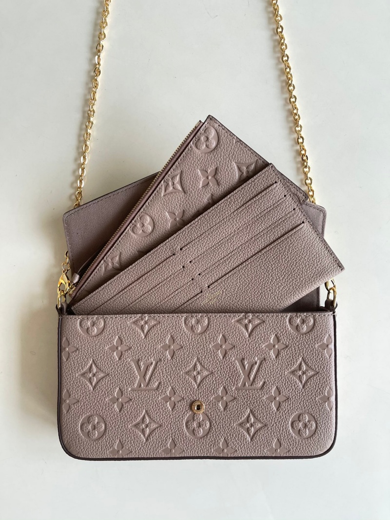 M68697 LV FELICIE POCHETTE 手袋 牛皮壓紋三合一鏈條包 LV三件套 咖啡色