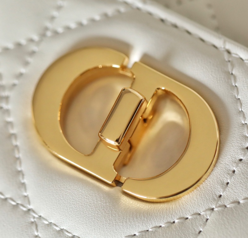 S5169 迪奧Dior Miss Caro 迷你鏈條手袋 羊皮革超大藤格紋 白色