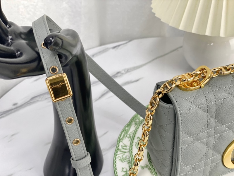 M9241 迪奧DIOR CARO 小號手袋 柔軟牛皮革藤格紋 巖石灰色