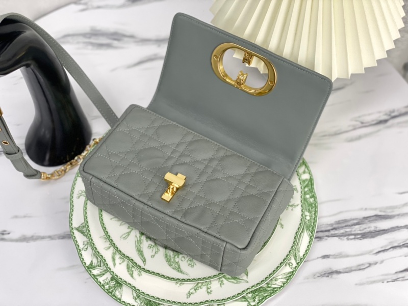 M9241 迪奧DIOR CARO 小號手袋 柔軟牛皮革藤格紋 巖石灰色