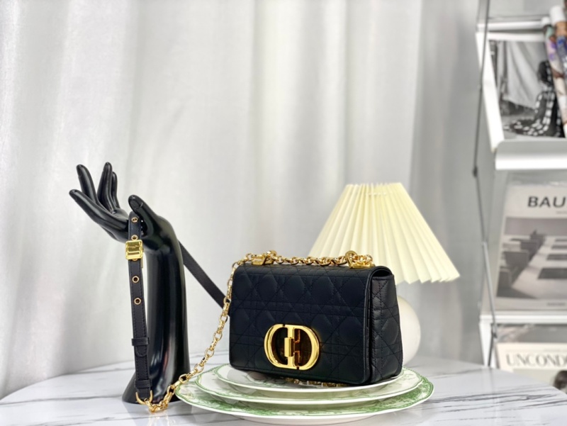 M9241 迪奧DIOR CARO 小號手袋 柔軟牛皮革藤格紋 黑色