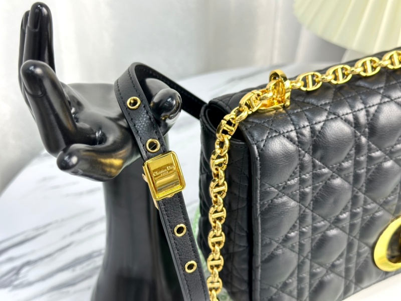 M9243 迪奧DIOR CARO 大號手袋 柔軟牛皮革藤格紋 黑色