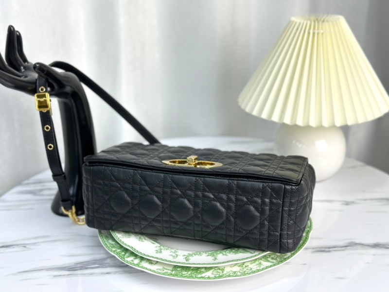 M9243 迪奧DIOR CARO 大號手袋 柔軟牛皮革藤格紋 黑色