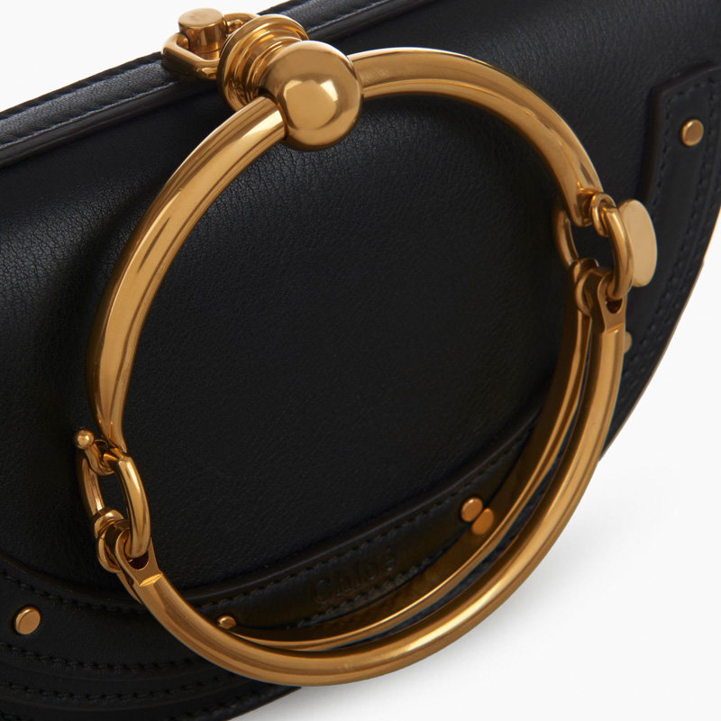 chloe Nile手環包 Nile晚裝包 克洛伊Nile光滑小牛皮小號晚裝包 chloe餃子包 黑色