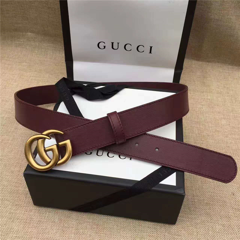 GUCCI 金色扣 原版牛皮 原單皮帶仿古銅金屬腰 帶扣