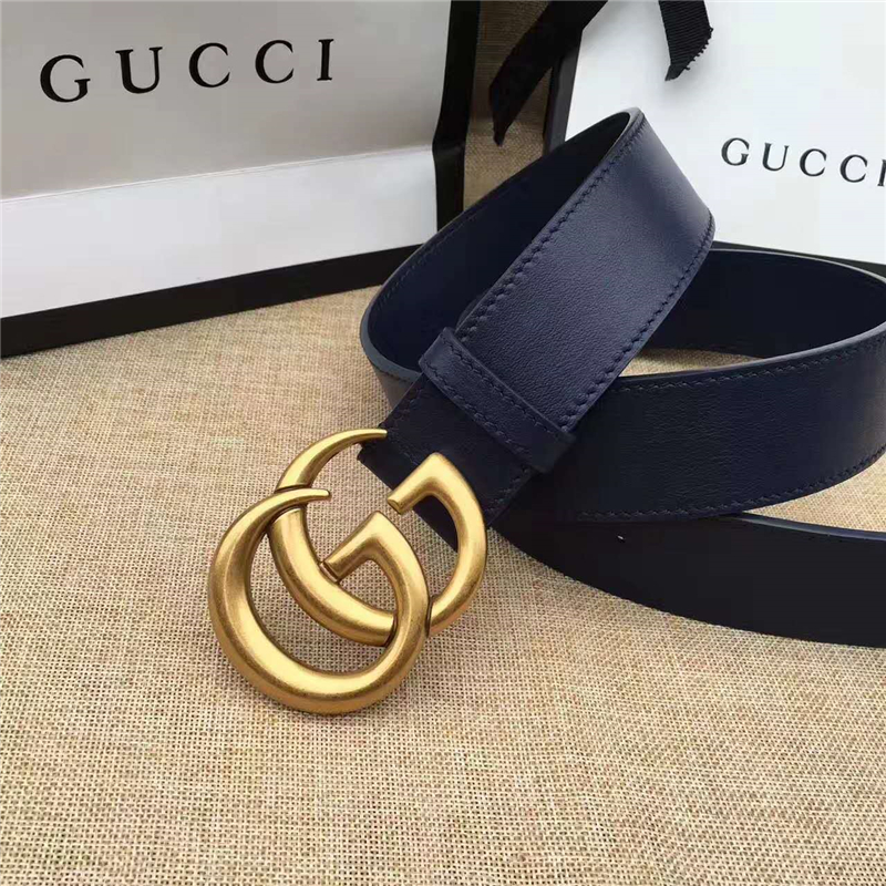 GUCCI 金色扣 原版牛皮 原單皮帶仿古銅金屬腰 帶扣