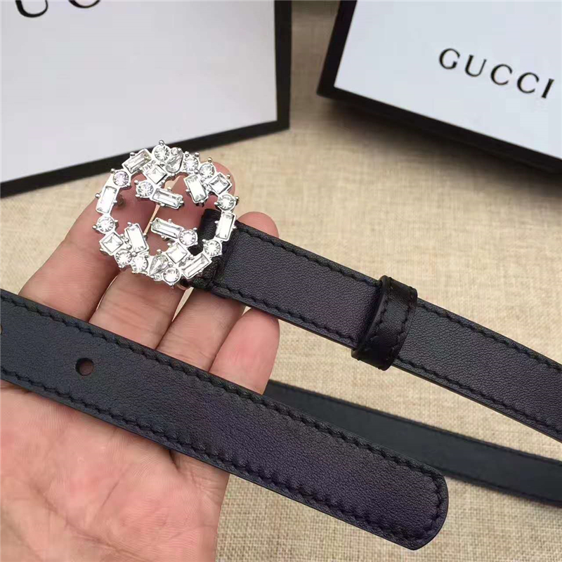 Gucci原版 牛皮搭配原單水晶 雙G扣頭 彰顯超凡品味 頂級精品