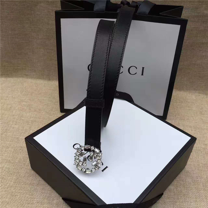 Gucci原版 牛皮搭配原單水晶 雙G扣頭 彰顯超凡品味 頂級精品