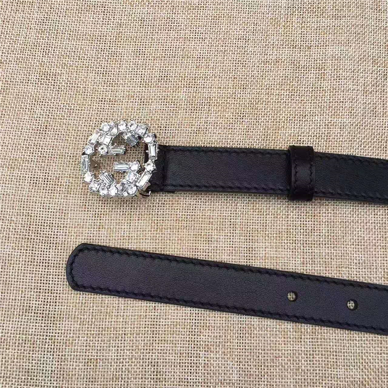 Gucci原版 牛皮搭配原單水晶 雙G扣頭 彰顯超凡品味 頂級精品