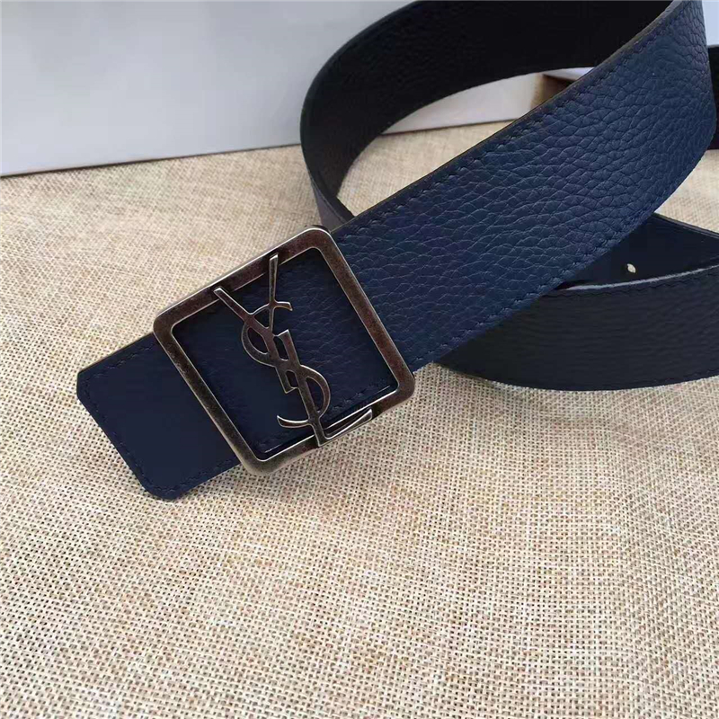 圣羅蘭 SYL 頭層牛皮荔枝紋 原單扣頭 雙面可用