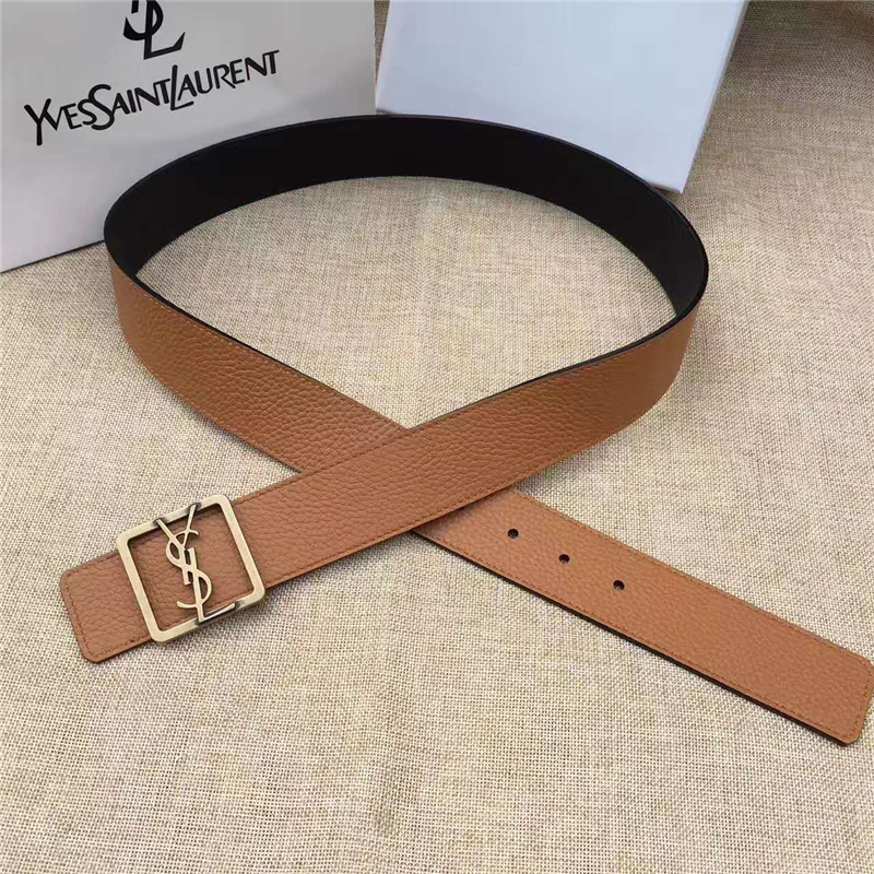 圣羅蘭 SYL 頭層牛皮荔枝紋 原單扣頭 雙面可用