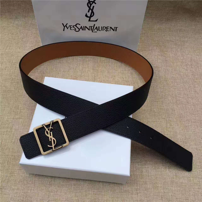 圣羅蘭 SYL 頭層牛皮荔枝紋 原單扣頭 雙面可用