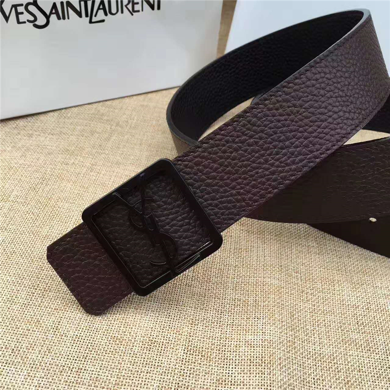 圣羅蘭 SYL 頭層牛皮荔枝紋 原單扣頭 雙面可用