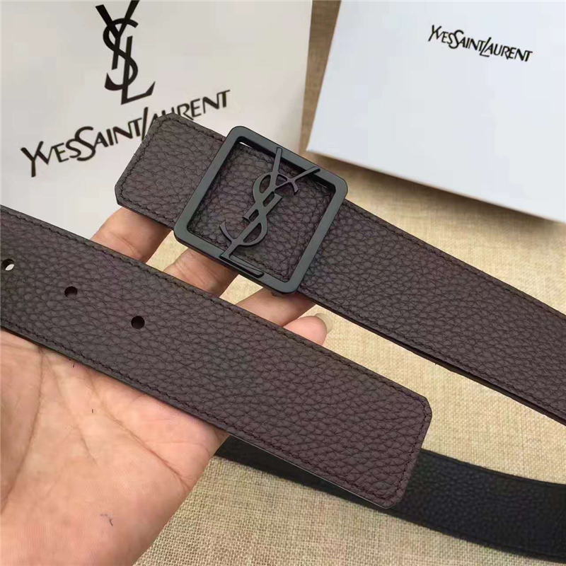 圣羅蘭 SYL 頭層牛皮荔枝紋 原單扣頭 雙面可用