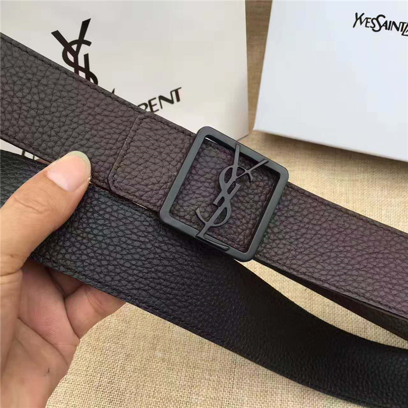 圣羅蘭 SYL 頭層牛皮荔枝紋 原單扣頭 雙面可用