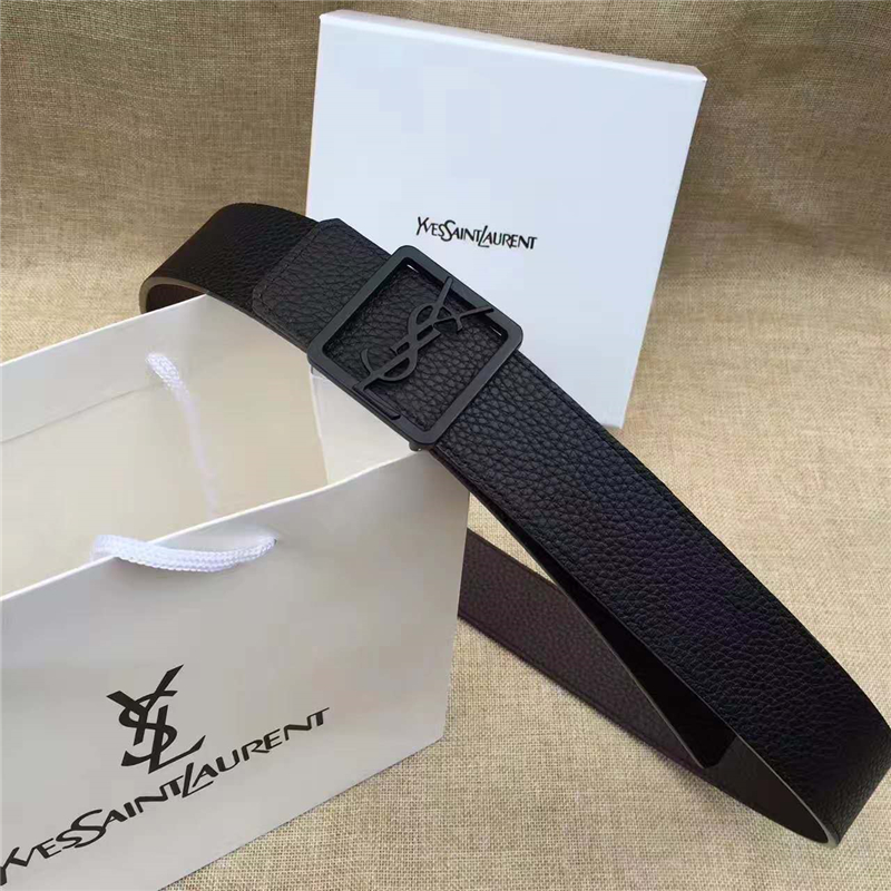 圣羅蘭 SYL 頭層牛皮荔枝紋 原單扣頭 雙面可用