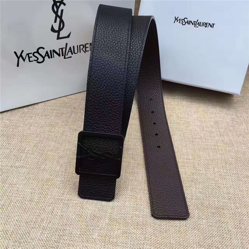 圣羅蘭 SYL 頭層牛皮荔枝紋 原單扣頭 雙面可用