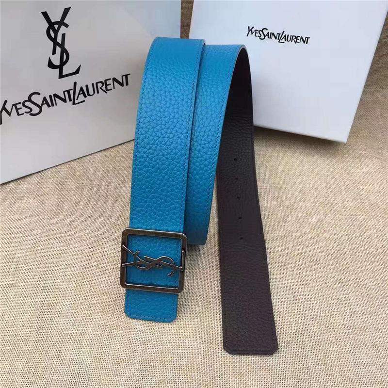 圣羅蘭 SYL 頭層牛皮荔枝紋 原單扣頭 雙面可用