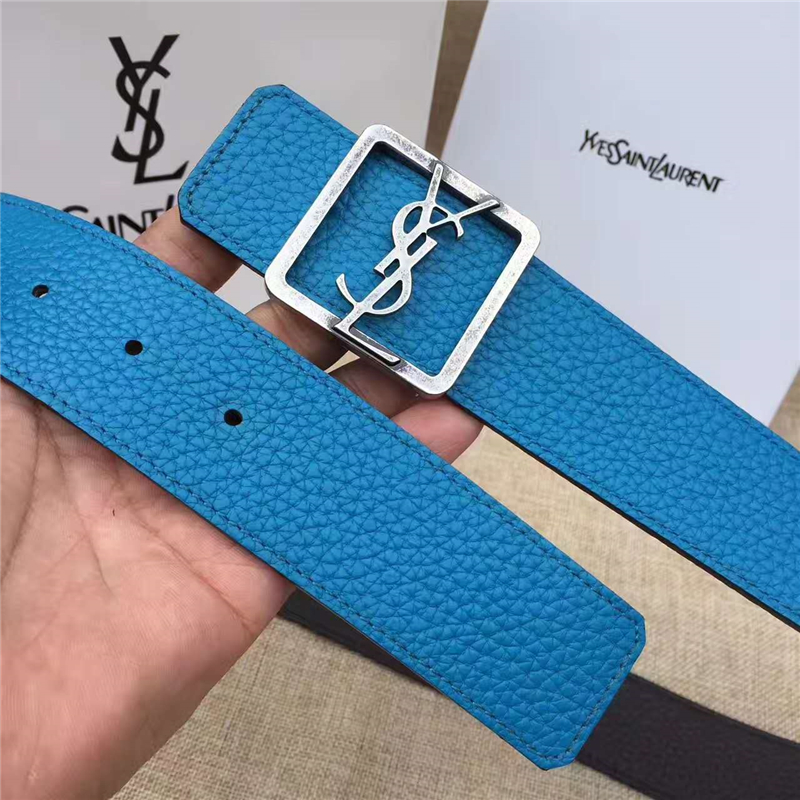 圣羅蘭 SYL 頭層牛皮荔枝紋 原單扣頭 雙面可用