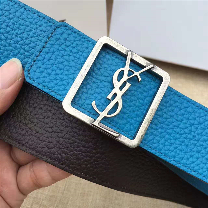 圣羅蘭 SYL 頭層牛皮荔枝紋 原單扣頭 雙面可用