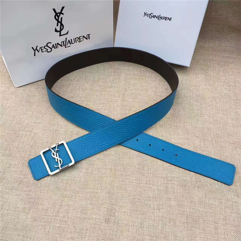 圣羅蘭 SYL 頭層牛皮荔枝紋 原單扣頭 雙面可用