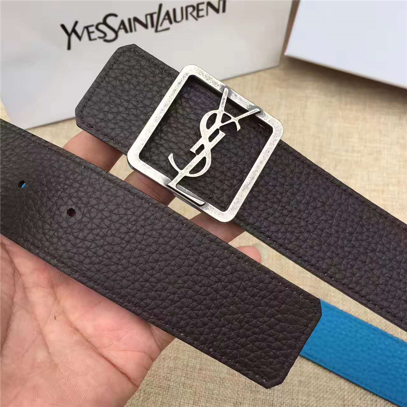 圣羅蘭 SYL 頭層牛皮荔枝紋 原單扣頭 雙面可用