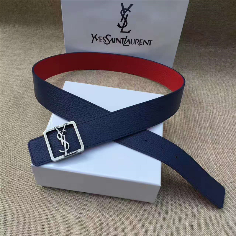 圣羅蘭 SYL 頭層牛皮荔枝紋 原單扣頭 雙面可用