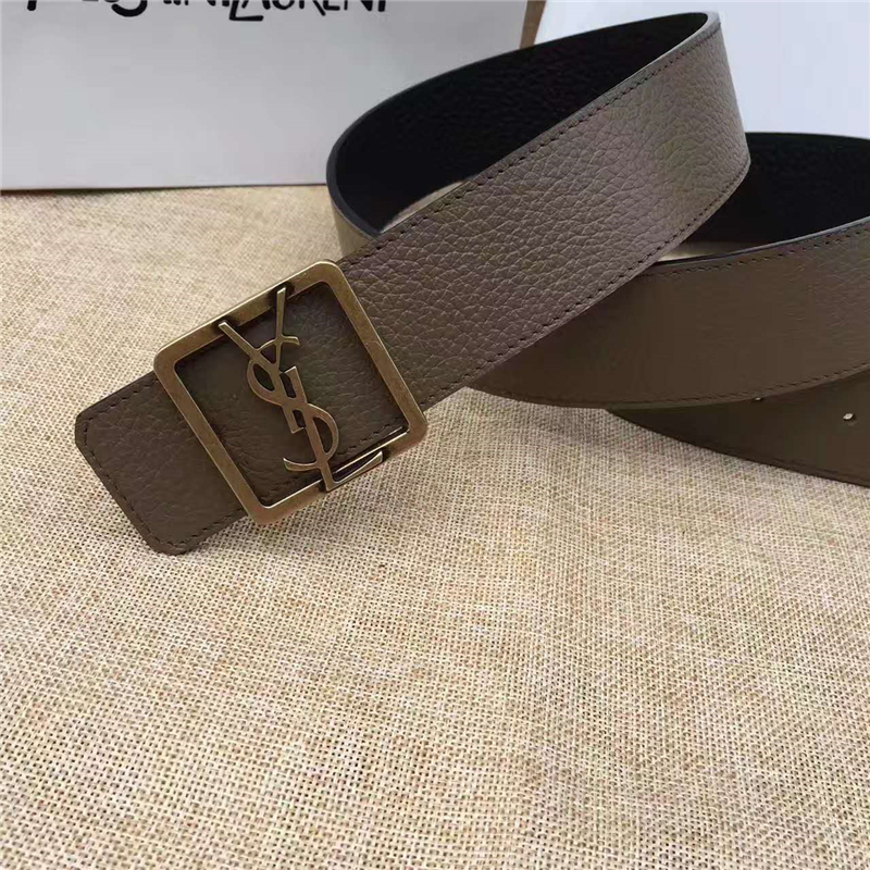 圣羅蘭 SYL 頭層牛皮荔枝紋 原單扣頭 雙面可用