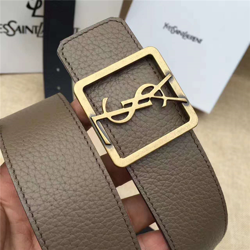 圣羅蘭 SYL 頭層牛皮荔枝紋 原單扣頭 雙面可用