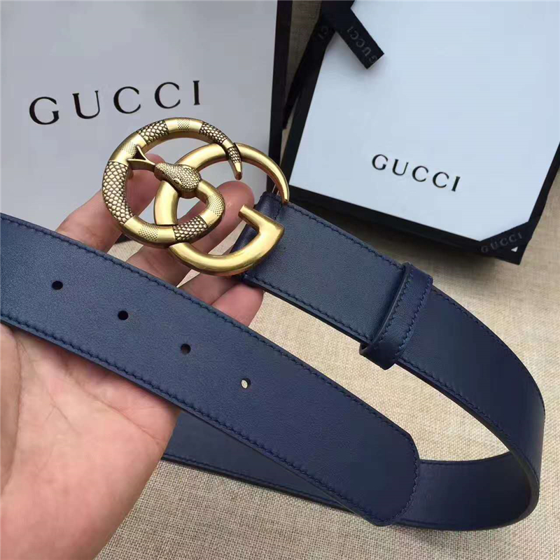 Gucci 原版牛皮 仿古銅蛇 金屬腰帶扣 頂級精品