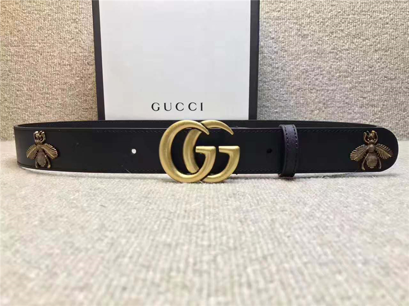 GUCCI 小蜜蜂 古奇2017新款 平紋頭層牛皮 仿古金屬小蜜蜂