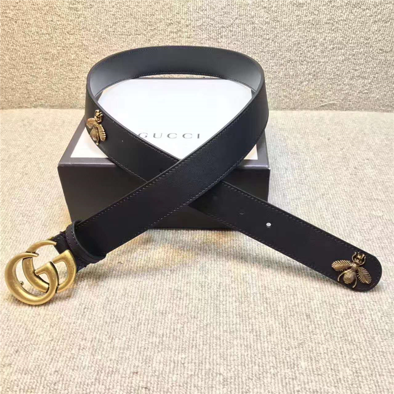 GUCCI 小蜜蜂 古奇2017新款 平紋頭層牛皮 仿古金屬小蜜蜂